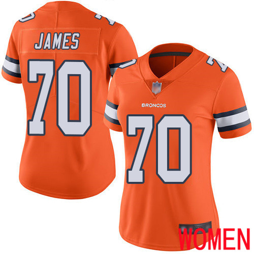 Women Denver Broncos #70 Ja Wuan James Limited Orange Rush Vapor Untouchable Football NFL Jersey